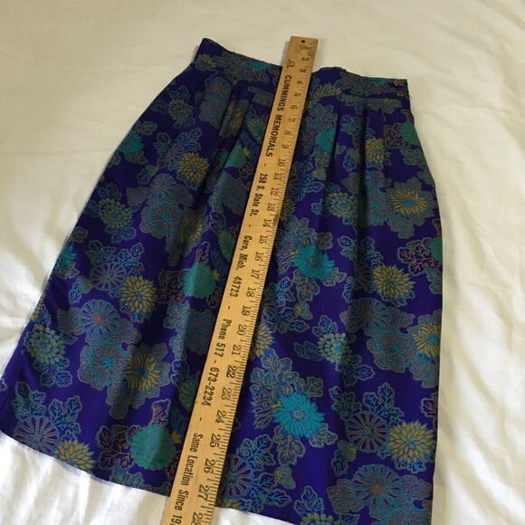 VINTAGE Norton McNaughton skirt fully lined pockets pleats size 8 floral - Picture 8 of 10